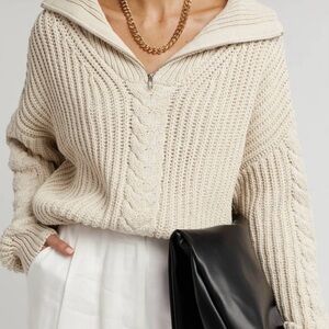 DISSH Barnett Stone Cable Knit Zip Front Sweater size 4 Loungewear Minimalist